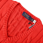 Ralph Lauren Cable-Knit V-Neck Sweater - Red - view 9