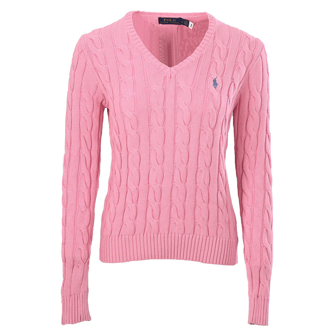 Ralph Lauren Cable-Knit V-Neck Sweater - Pink - view 1