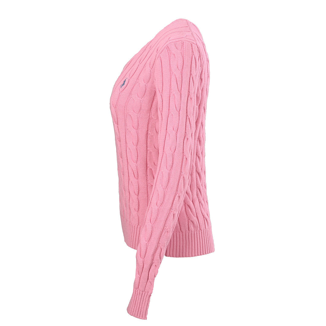 Ralph Lauren Cable-Knit V-Neck Sweater - Pink - view 2