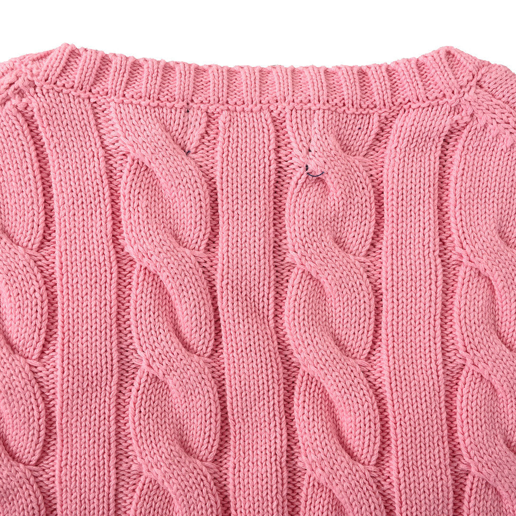 Ralph Lauren Cable-Knit V-Neck Sweater - Pink - view 6