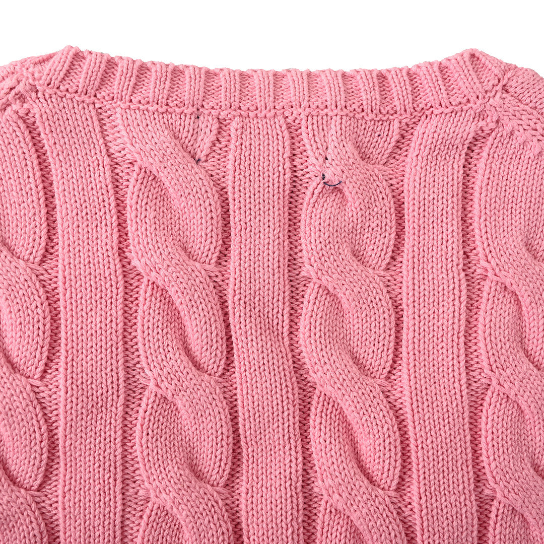 Ralph Lauren Cable-Knit V-Neck Sweater - Pink - view 6