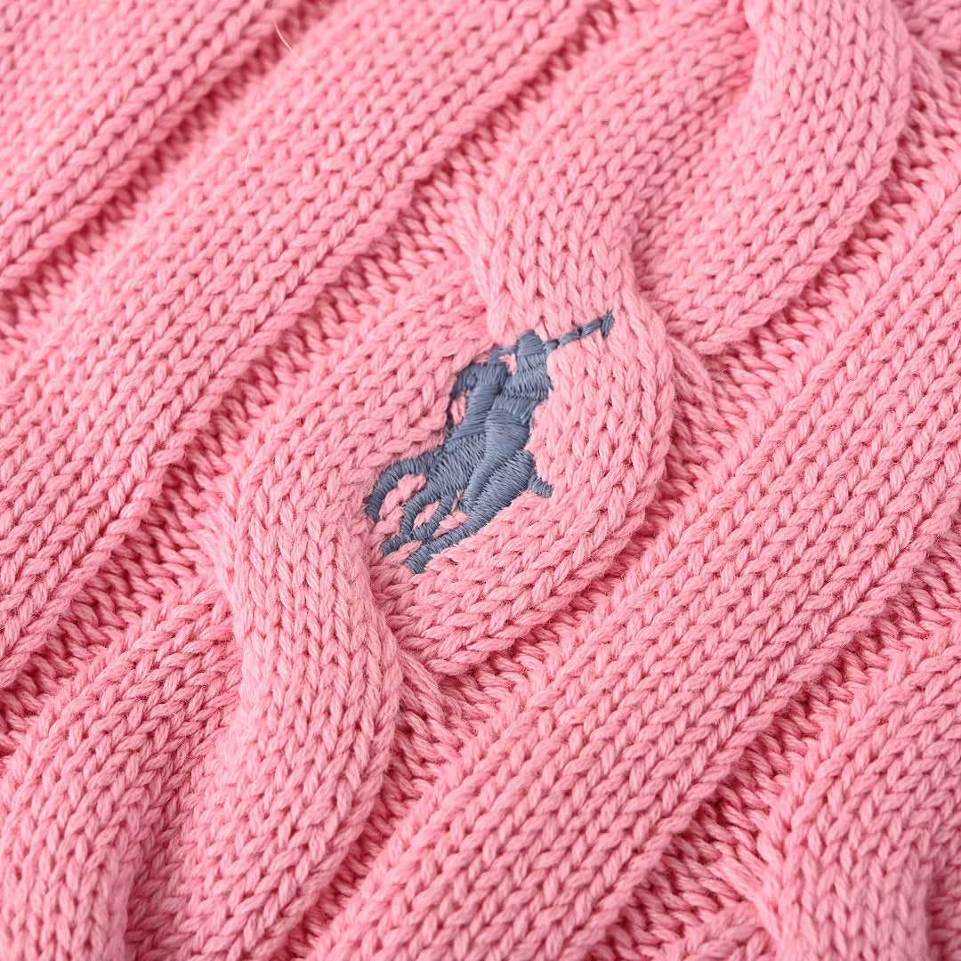 Ralph Lauren Cable-Knit V-Neck Sweater - Pink - view 8
