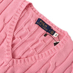 Ralph Lauren Cable-Knit V-Neck Sweater - Pink - view 9