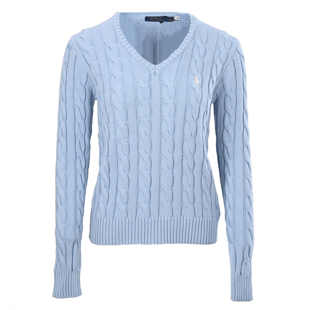 Ralph Lauren Cable-Knit V-Neck Sweater - Light Blue - view 1