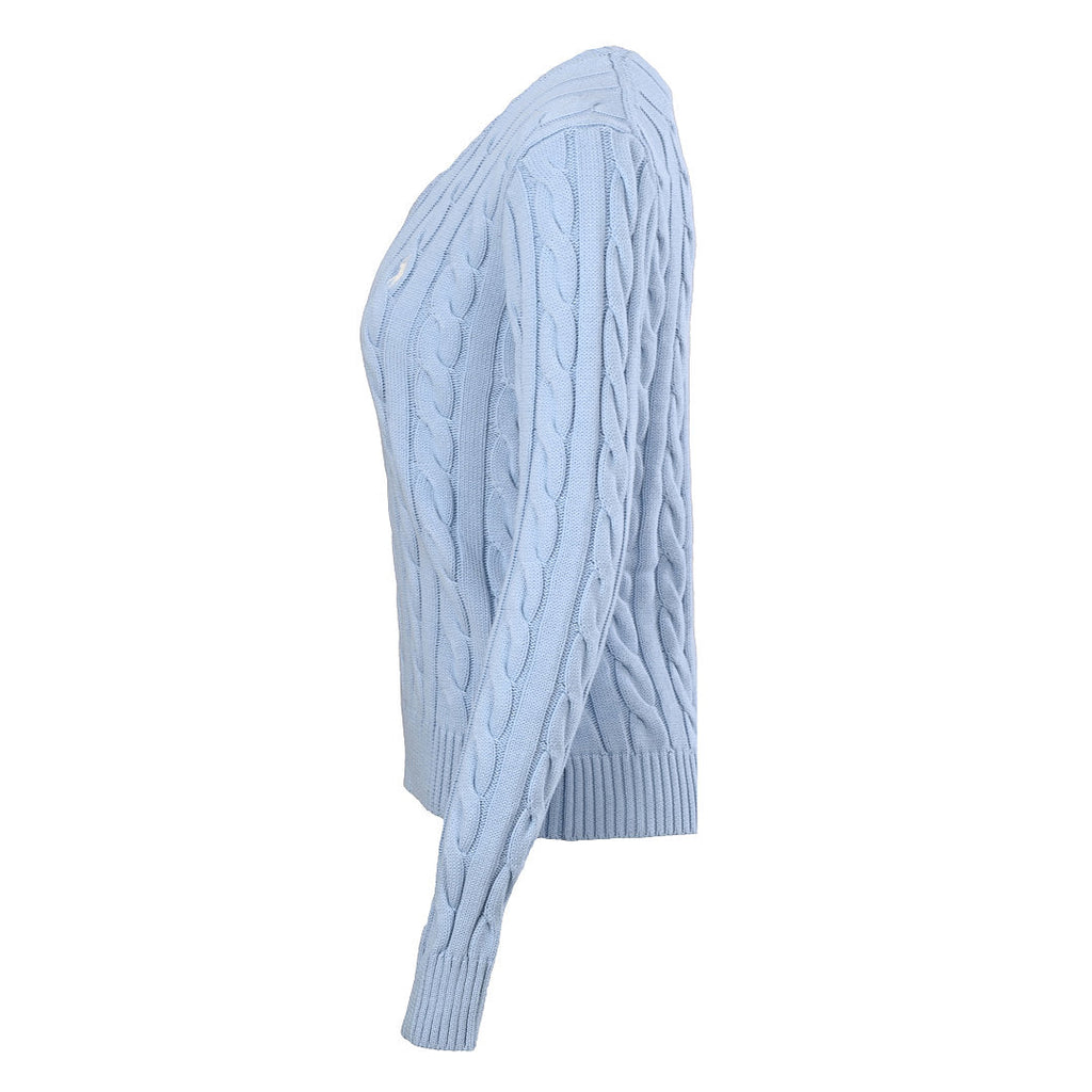Ralph Lauren Cable-Knit V-Neck Sweater - Light Blue - view 2