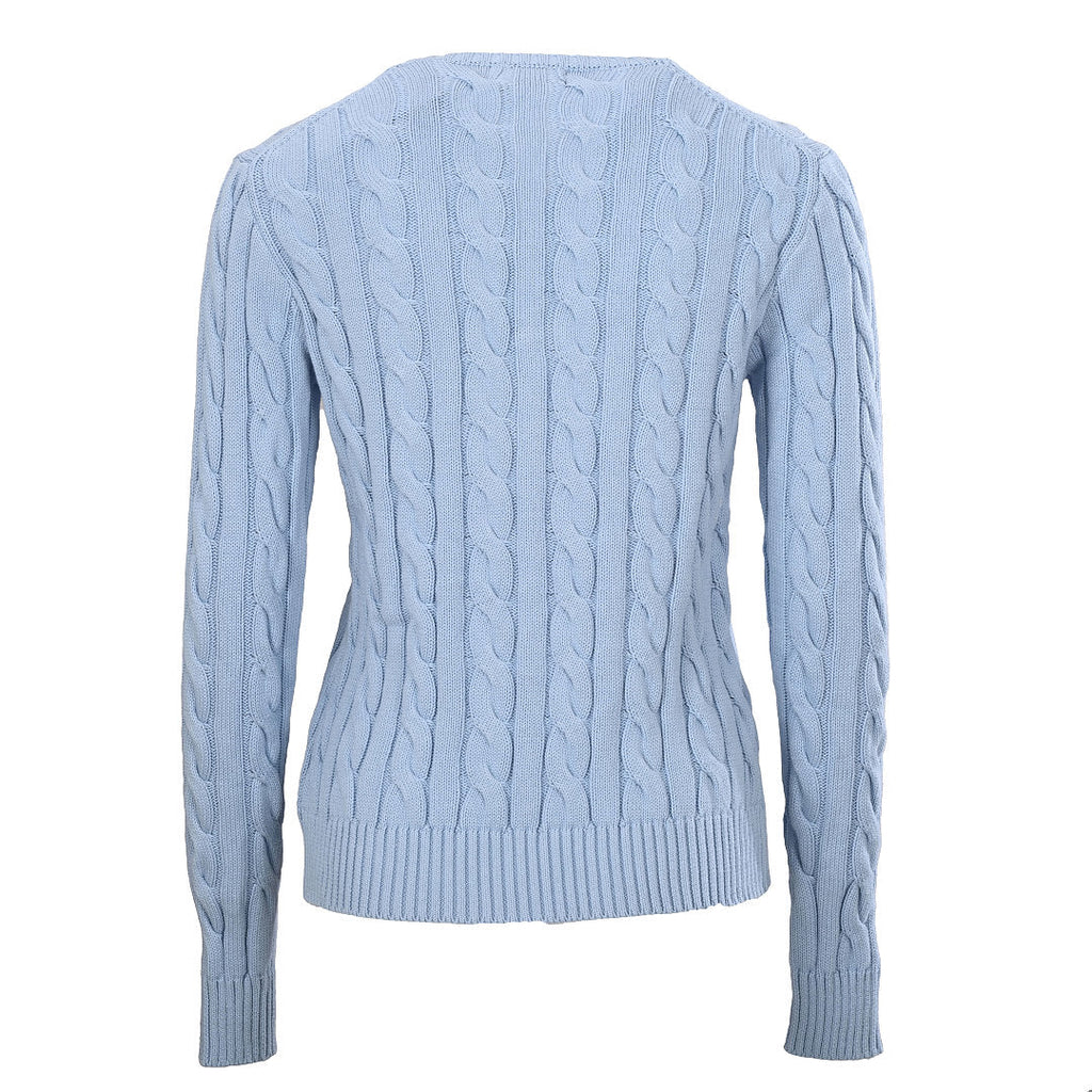 Ralph Lauren Cable-Knit V-Neck Sweater - Light Blue - view 3