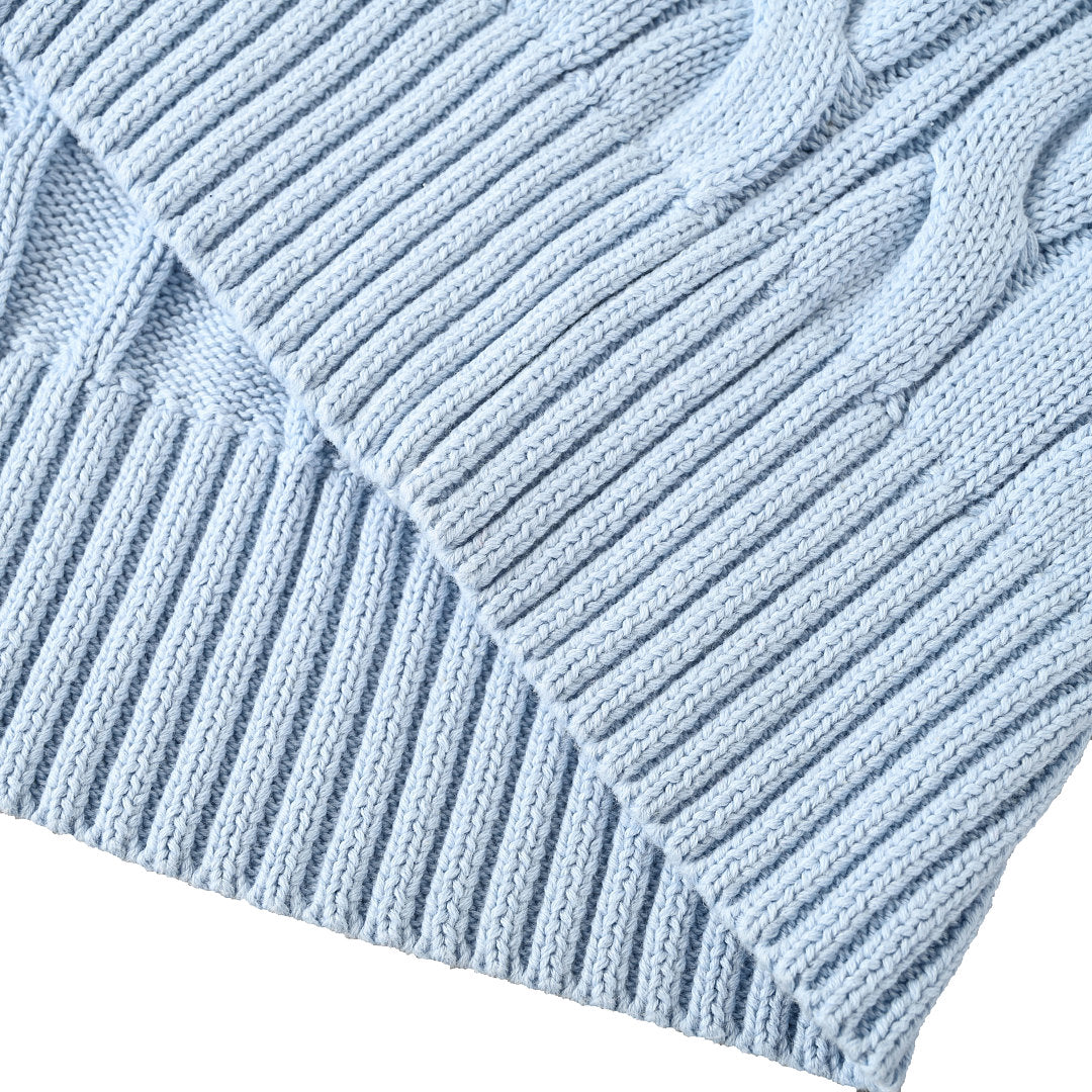 Ralph Lauren Cable-Knit V-Neck Sweater - Light Blue - view 5