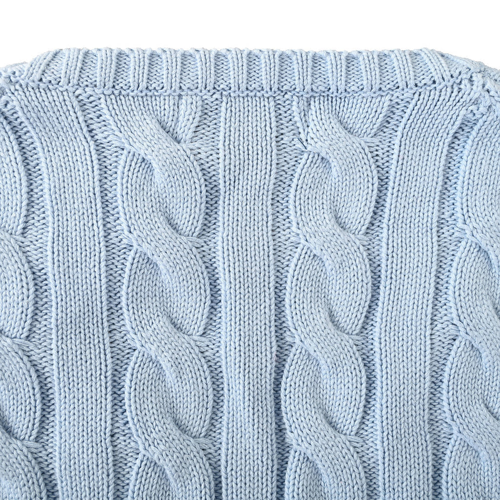 Ralph Lauren Cable-Knit V-Neck Sweater - Light Blue - view 6