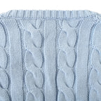 Ralph Lauren Cable-Knit V-Neck Sweater - Light Blue - view 6