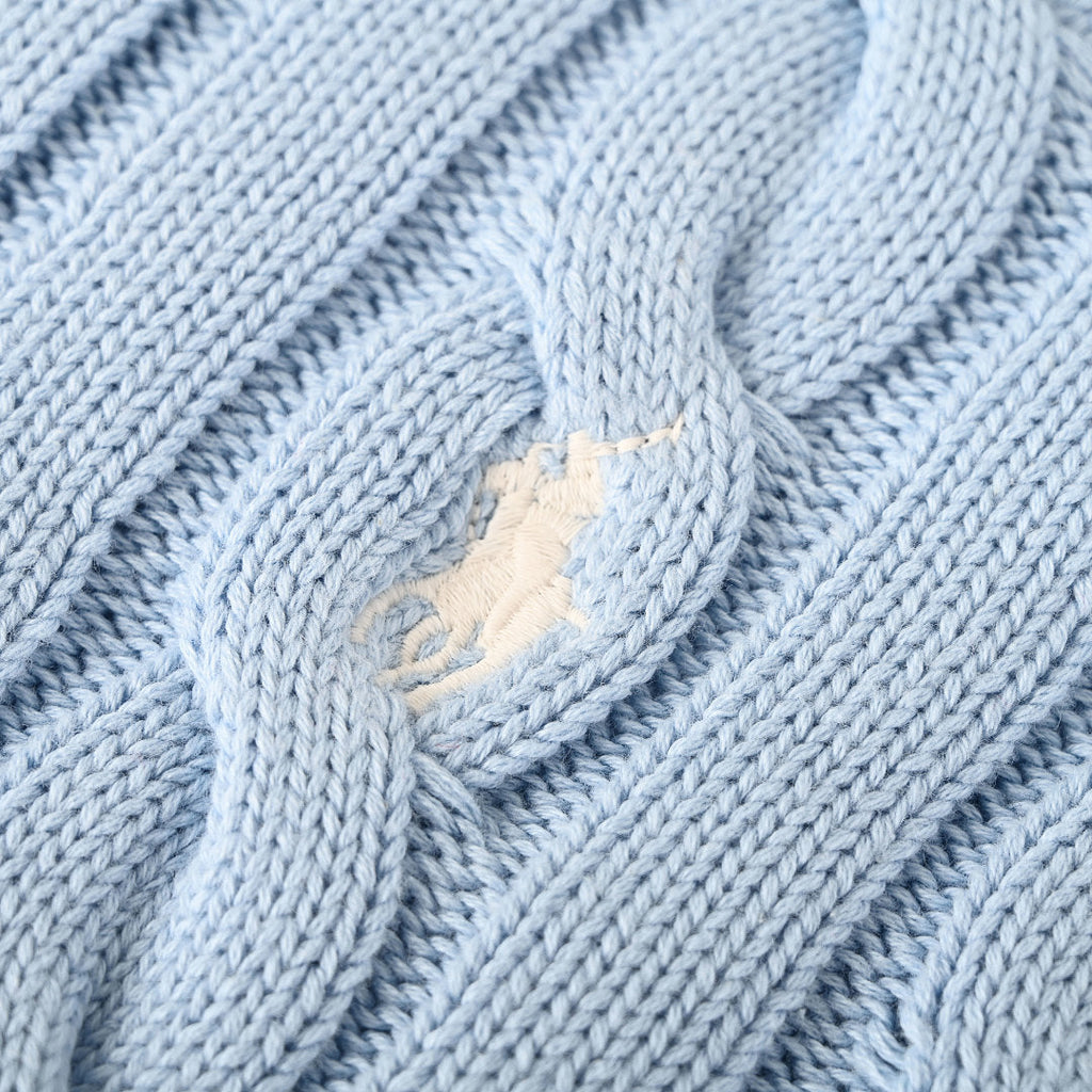 Ralph Lauren Cable-Knit V-Neck Sweater - Light Blue - view 8