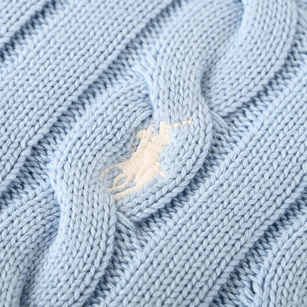 Ralph Lauren Cable-Knit V-Neck Sweater - Light Blue - view 8