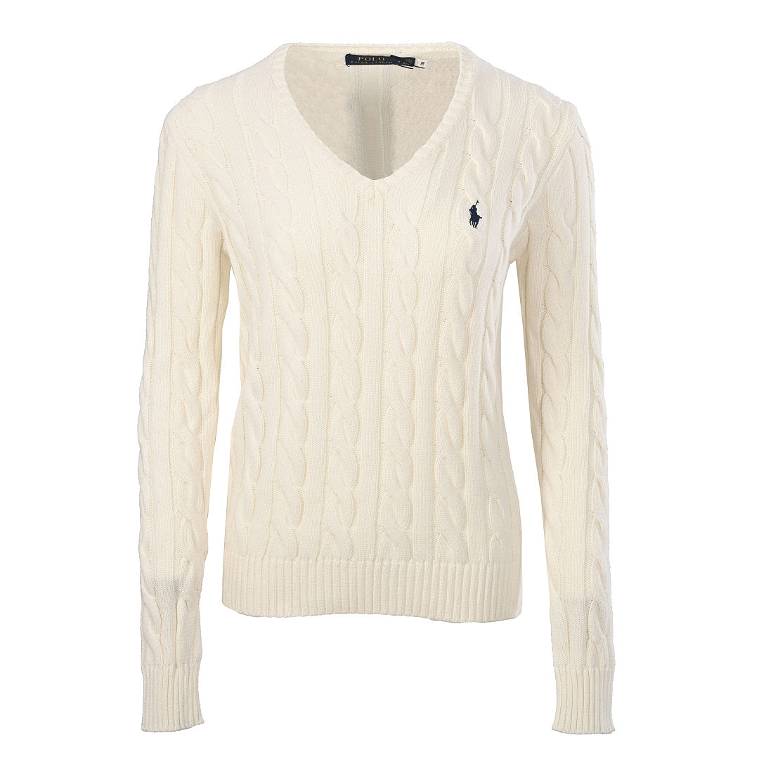 Ralph Lauren Cable-Knit V-Neck Sweater - Ivory - view 1