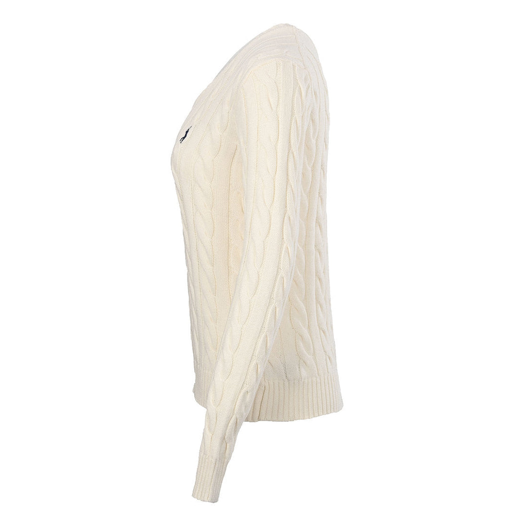 Ralph Lauren Cable-Knit V-Neck Sweater - Ivory - view 2