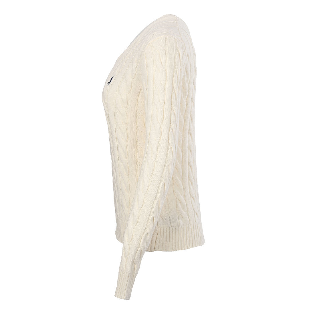 Ralph Lauren Cable-Knit V-Neck Sweater - Ivory - view 2