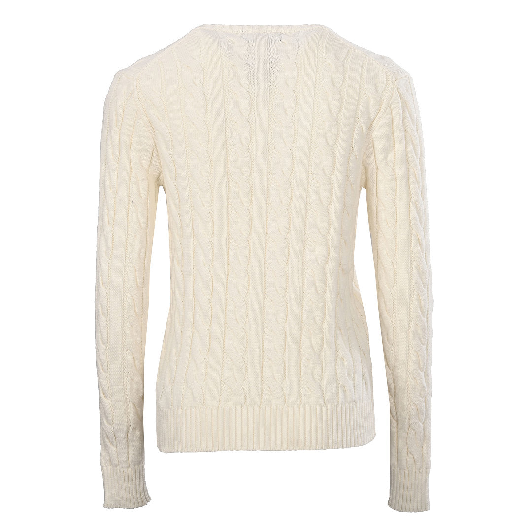 Ralph Lauren Cable-Knit V-Neck Sweater - Ivory - view 3