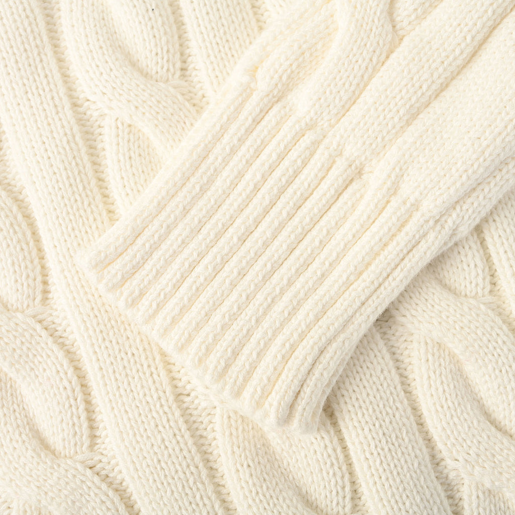 Ralph Lauren Cable-Knit V-Neck Sweater - Ivory - view 7