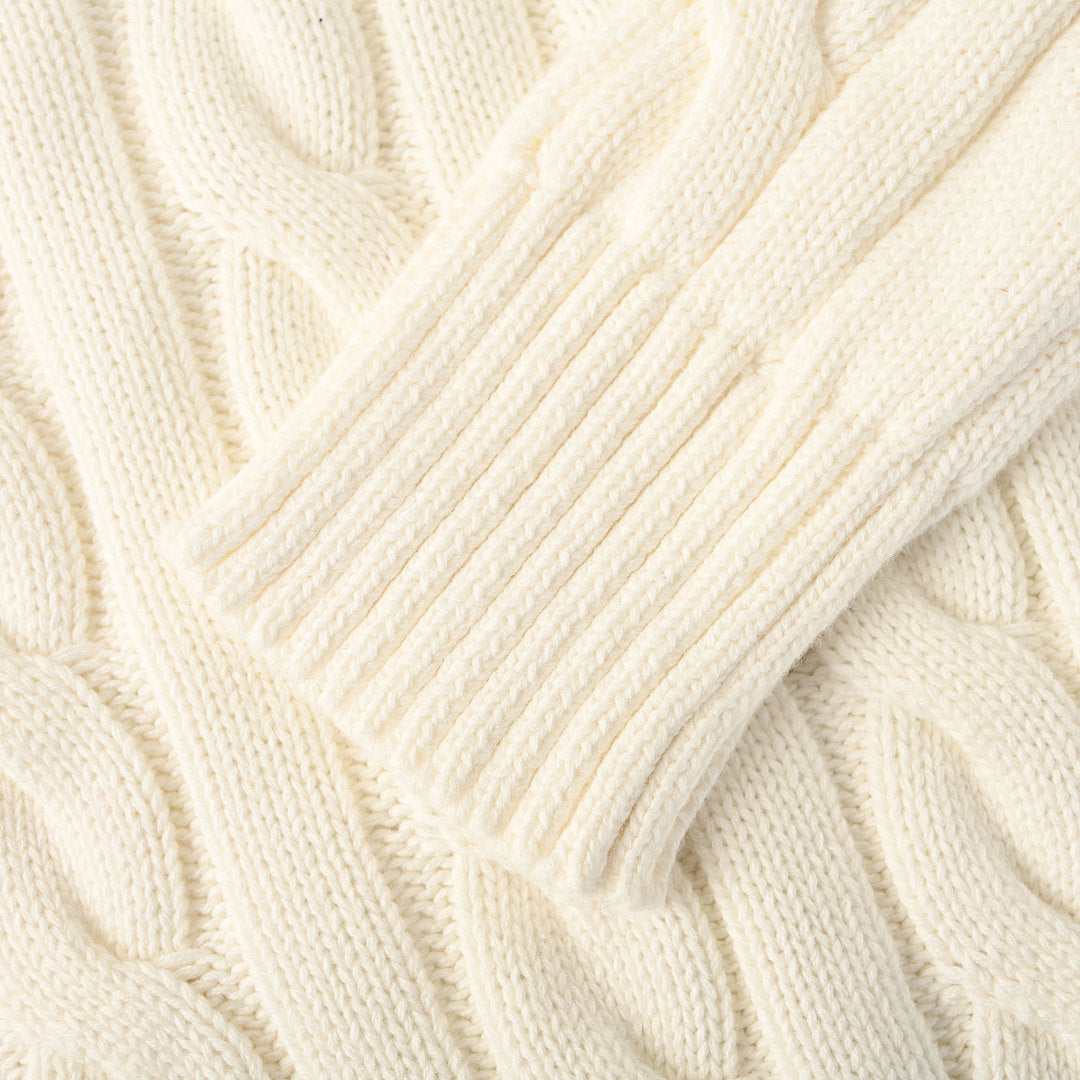 Ralph Lauren Cable-Knit V-Neck Sweater - Ivory - view 7