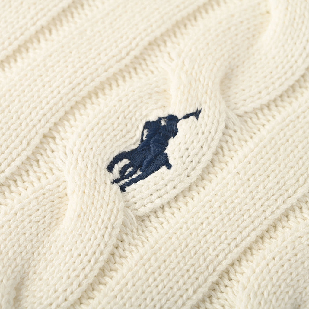 Ralph Lauren Cable-Knit V-Neck Sweater - Ivory - view 8