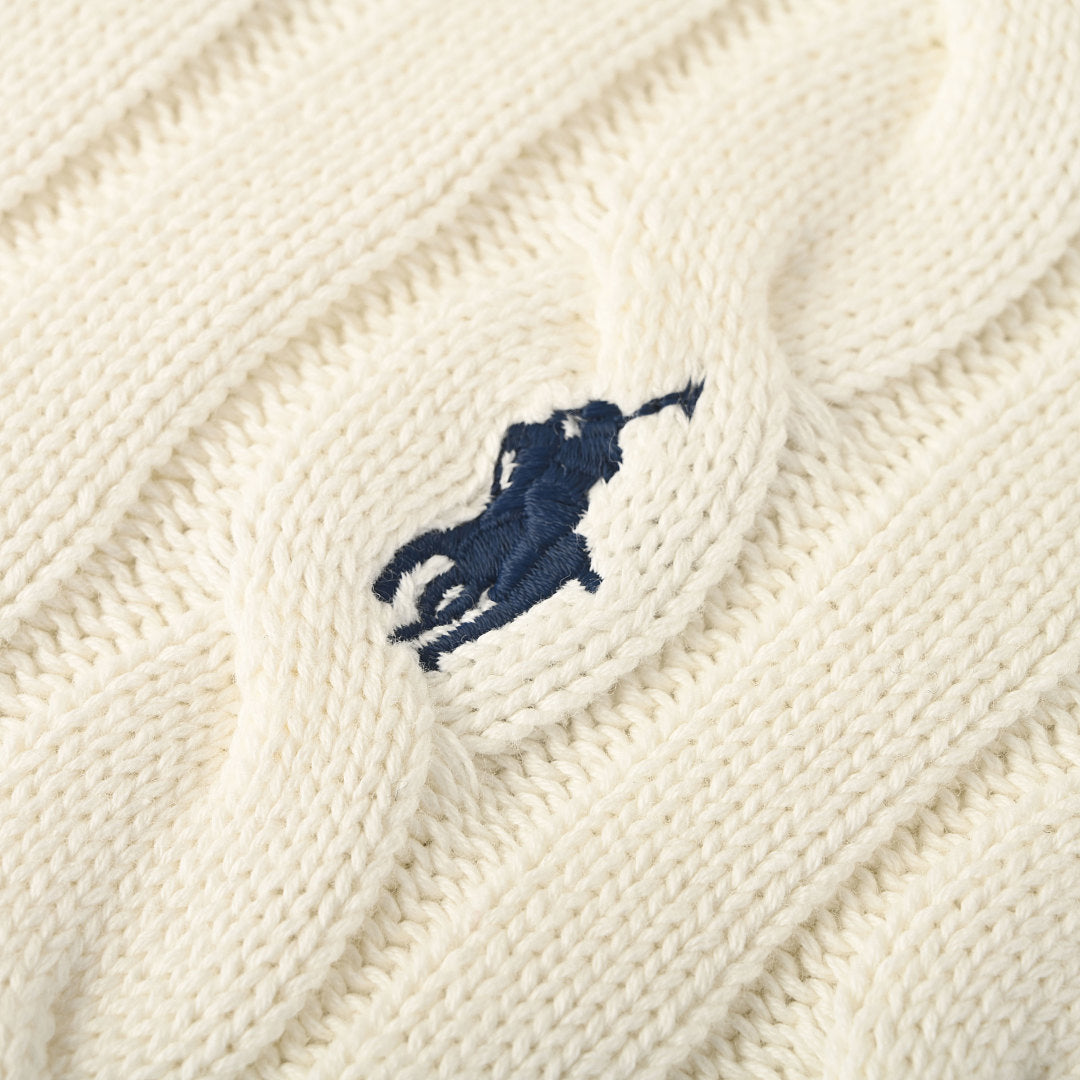 Ralph Lauren Cable-Knit V-Neck Sweater - Ivory - view 8