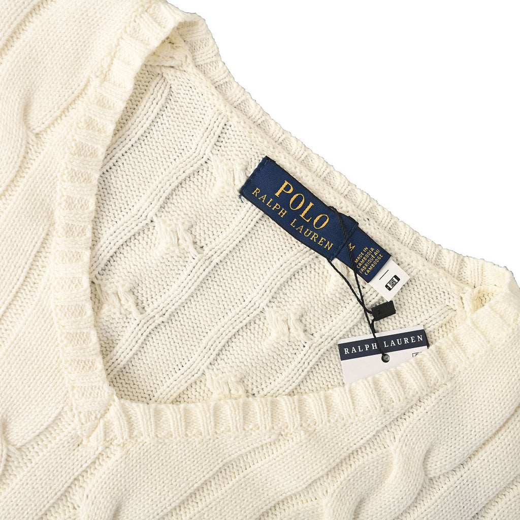 Ralph Lauren Cable-Knit V-Neck Sweater - Ivory - view 9