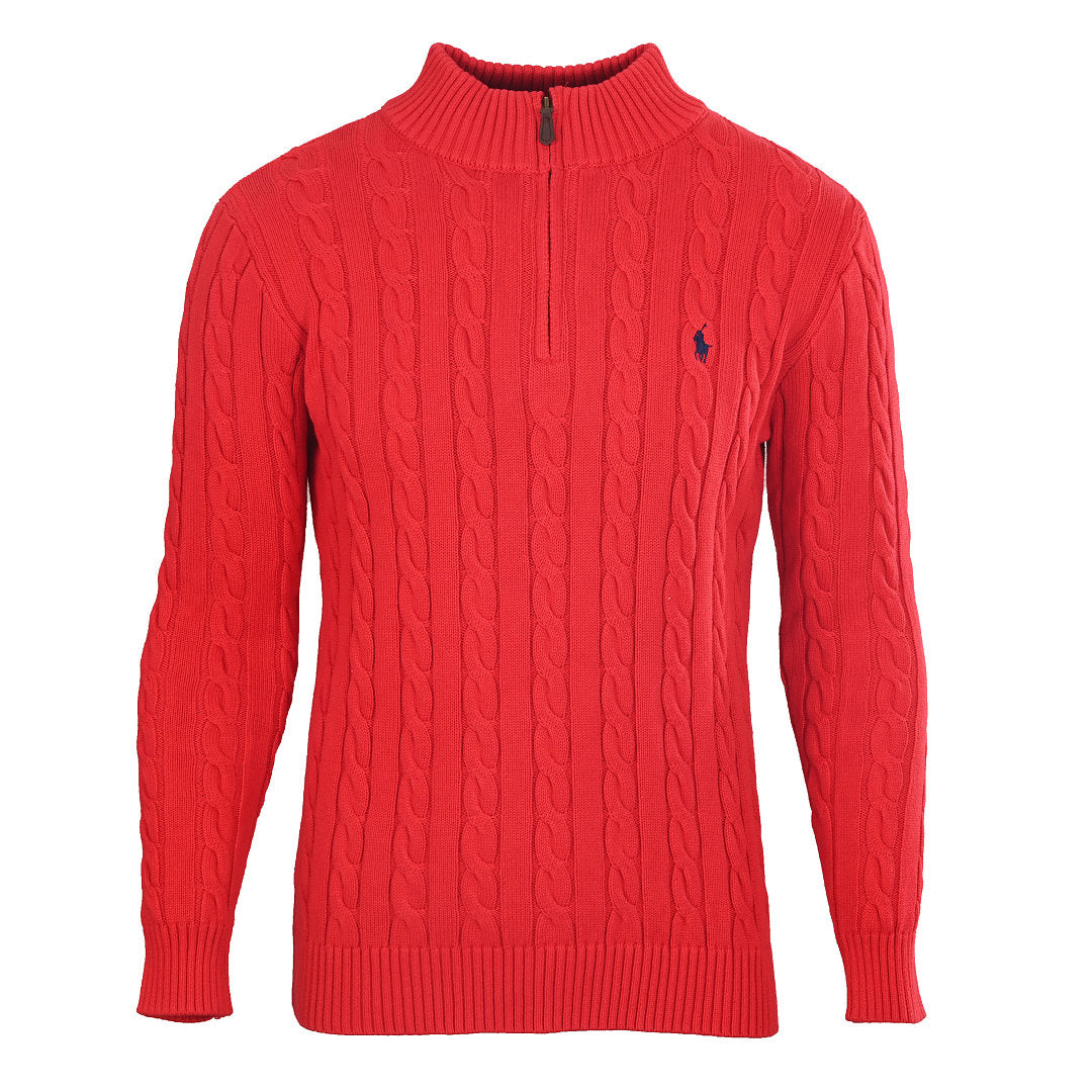 Ralph Lauren Cable-Knit Half-Zip Sweater - Red - view 1