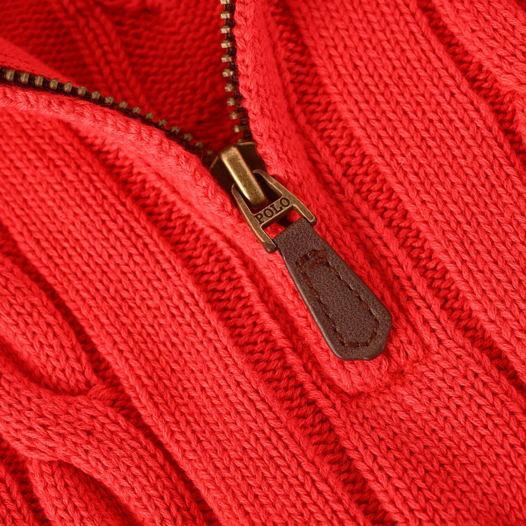 Ralph Lauren Cable-Knit Half-Zip Sweater - Red - view 8