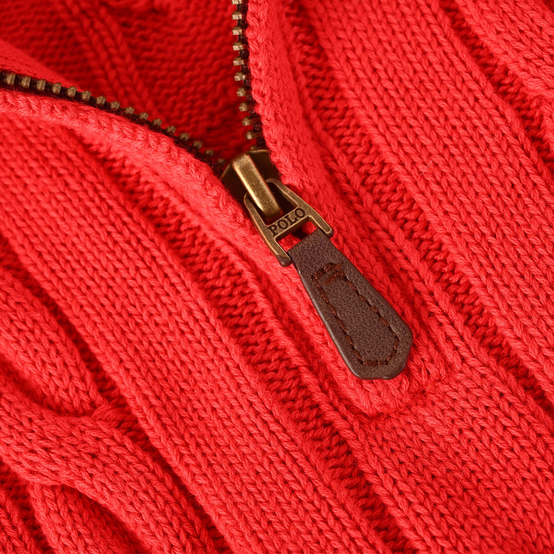 Ralph Lauren Cable-Knit Half-Zip Sweater - Red - view 8