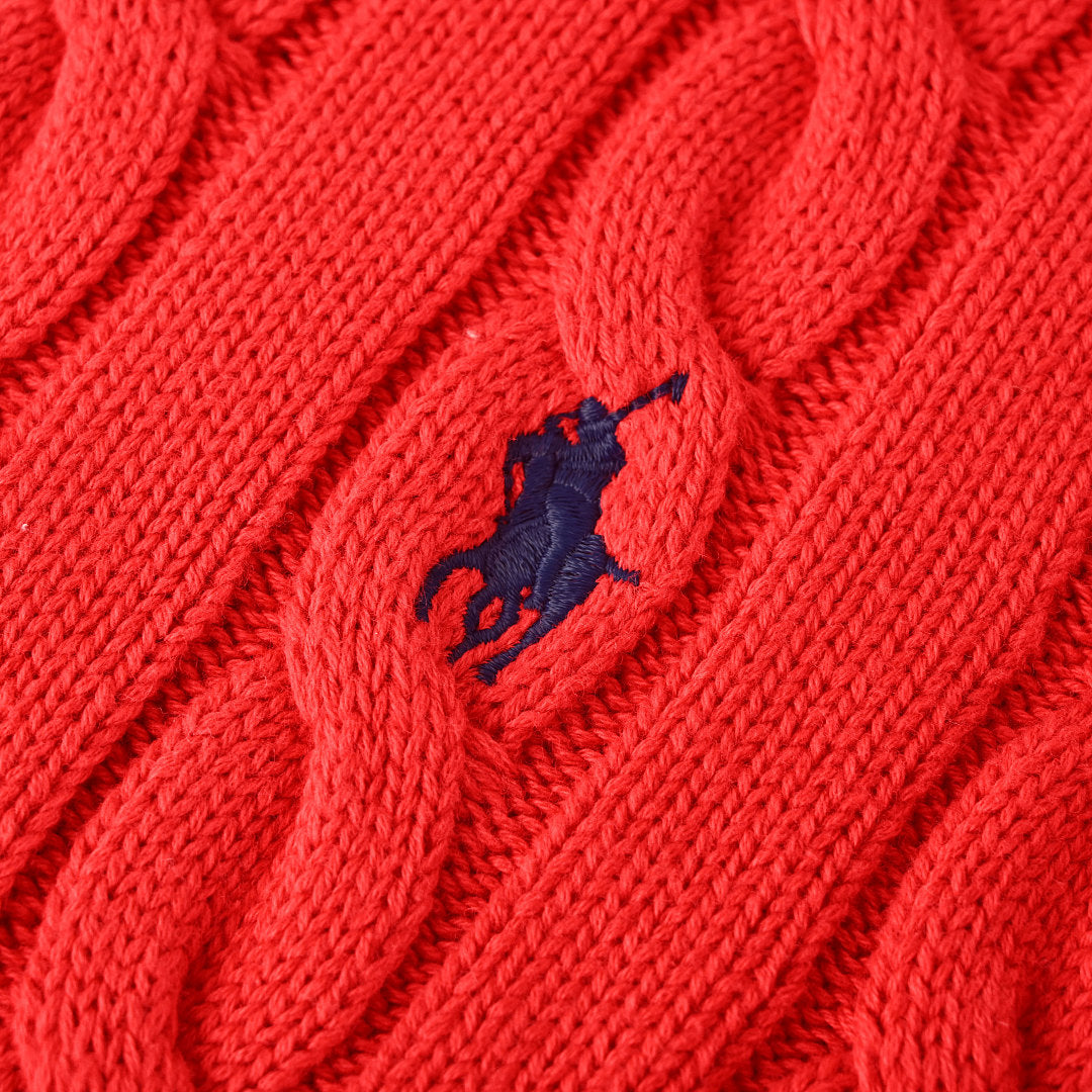 Ralph Lauren Cable-Knit Half-Zip Sweater - Red - view 9