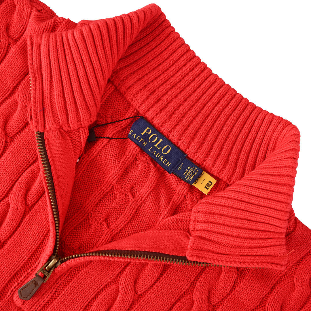 Ralph Lauren Cable-Knit Half-Zip Sweater - Red - view 10
