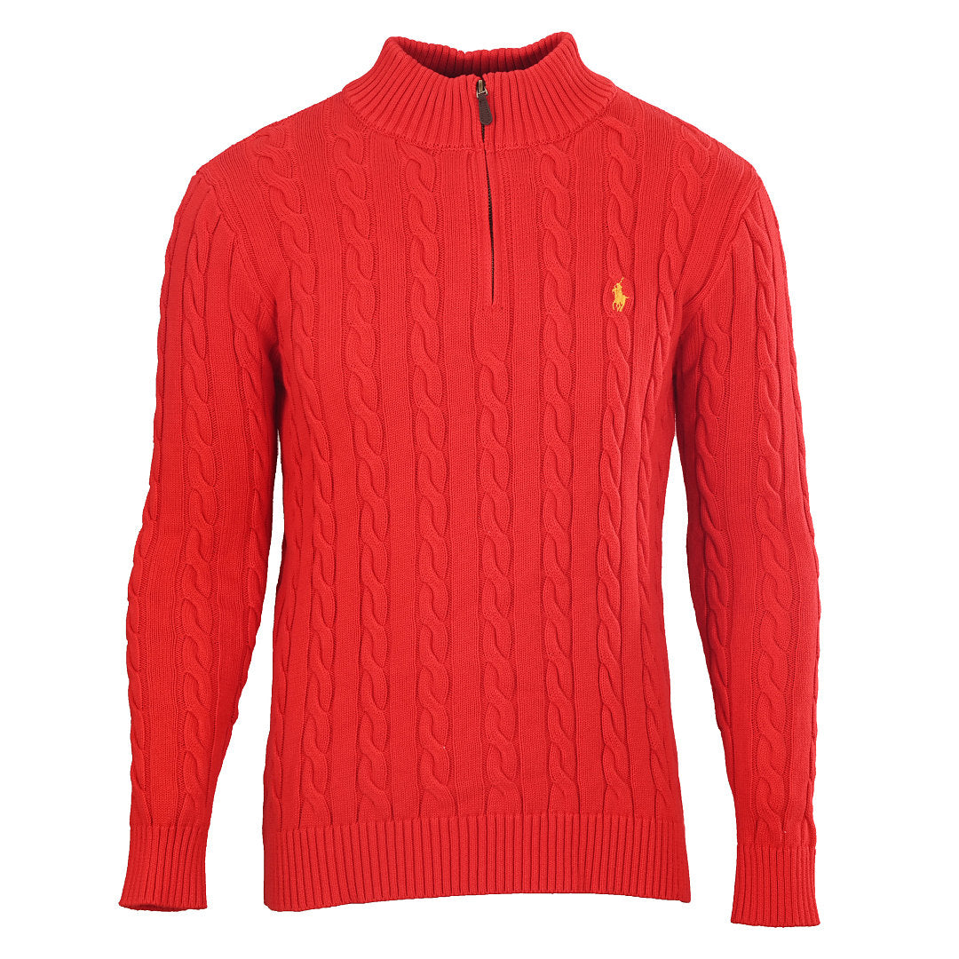Ralph Lauren Cable-Knit Half-Zip Sweater - Scarlet - view 1