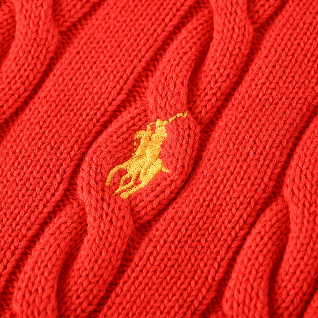 Ralph Lauren Cable-Knit Half-Zip Sweater - Scarlet - view 9