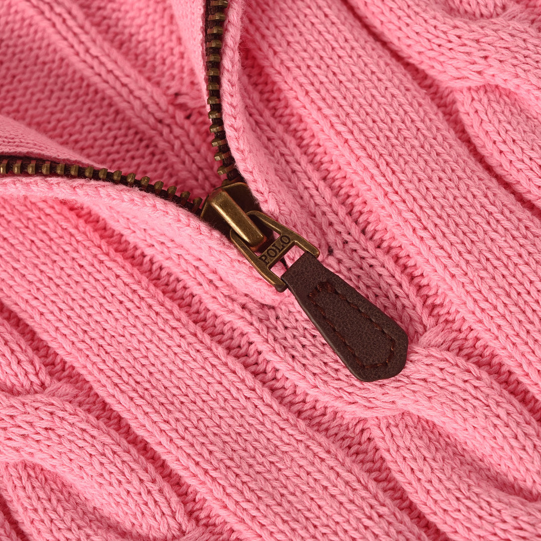 Ralph Lauren Cable-Knit Half-Zip Sweater - Pink - view 8
