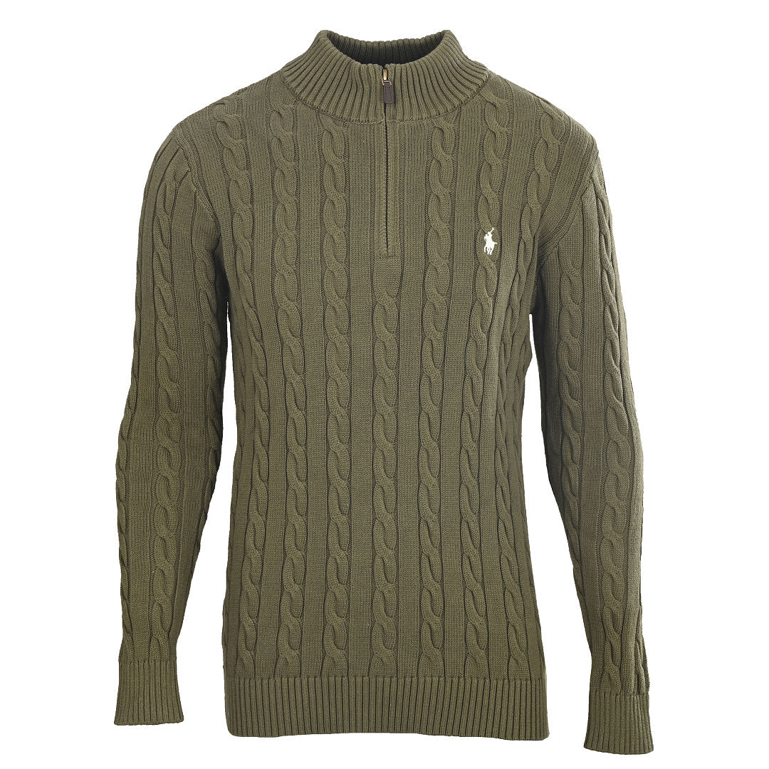 Ralph Lauren Cable-Knit Half-Zip Sweater - Olive - view 1