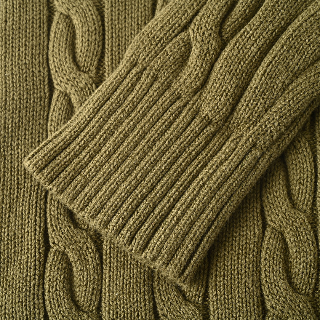 Ralph Lauren Cable-Knit Half-Zip Sweater - Olive - view 7