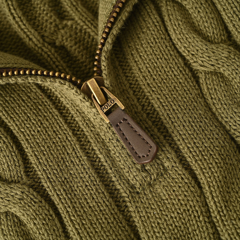 Ralph Lauren Cable-Knit Half-Zip Sweater - Olive - view 8
