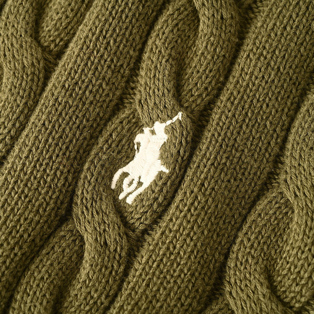 Ralph Lauren Cable-Knit Half-Zip Sweater - Olive - view 9