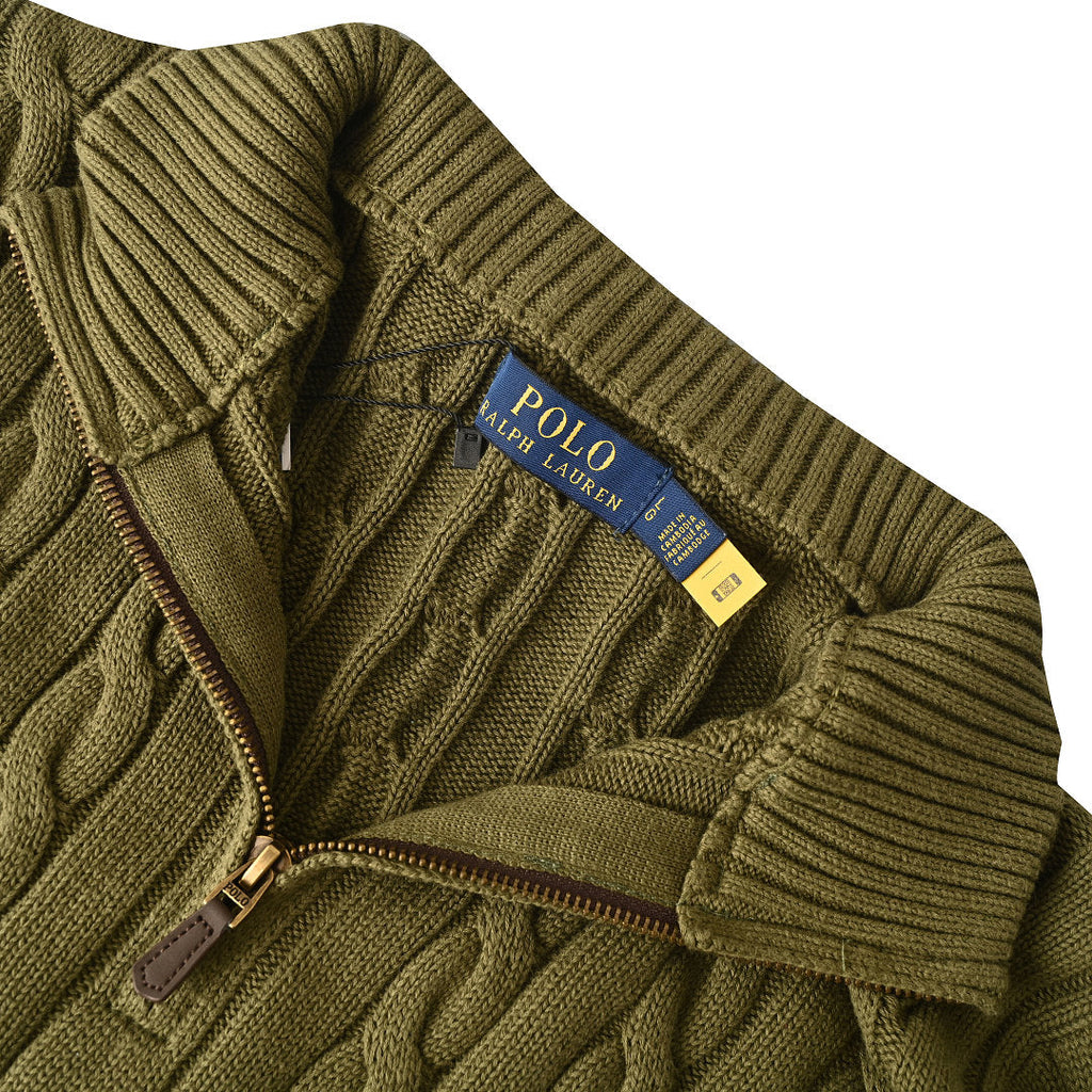 Ralph Lauren Cable-Knit Half-Zip Sweater - Olive - view 10