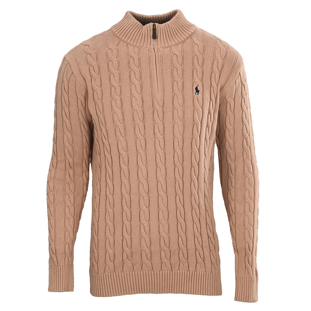 Ralph Lauren Cable-Knit Half-Zip Sweater - Camel - view 1