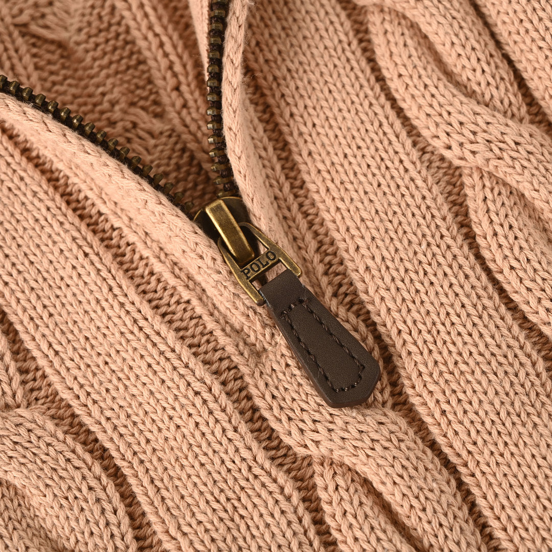 Ralph Lauren Cable-Knit Half-Zip Sweater - Camel - view 8