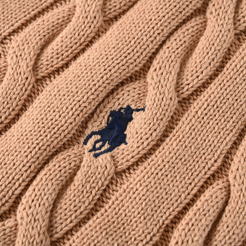 Ralph Lauren Cable-Knit Half-Zip Sweater - Camel - view 9