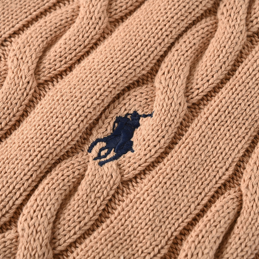 Ralph Lauren Cable-Knit Half-Zip Sweater - Camel - view 9
