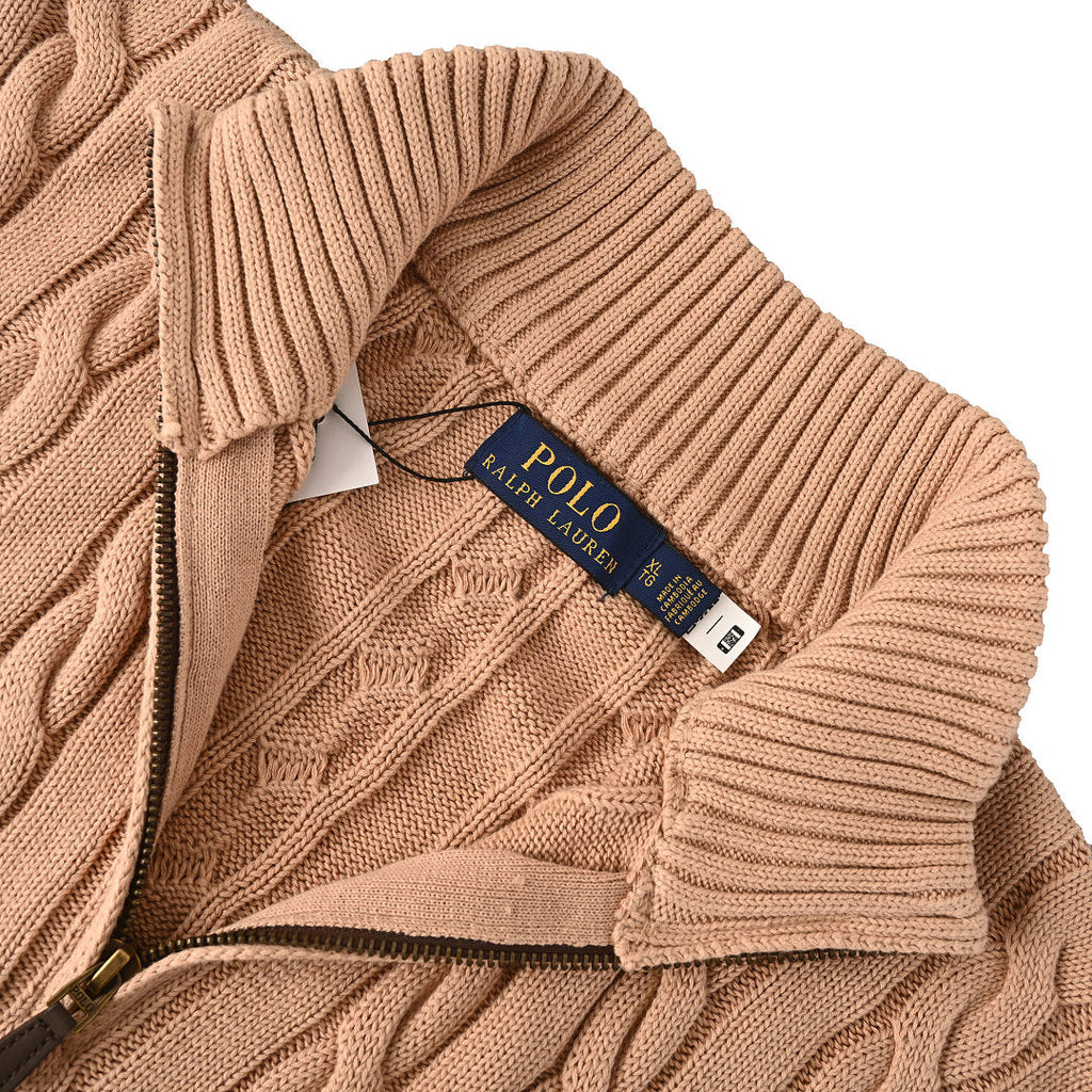 Ralph Lauren Cable-Knit Half-Zip Sweater - Camel - view 10