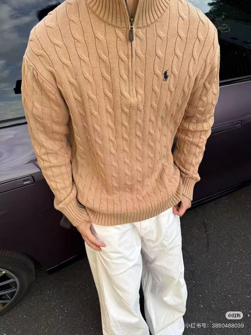 Ralph Lauren Cable-Knit Half-Zip Sweater - Camel - view 16
