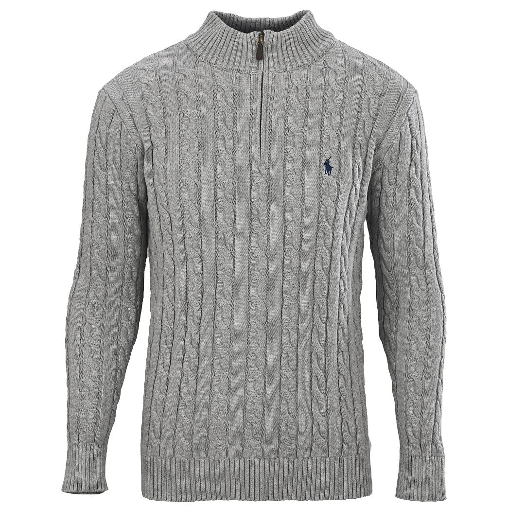 Ralph Lauren Cable-Knit Half-Zip Sweater - Gray - view 1