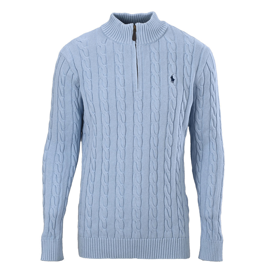 Ralph Lauren Cable-Knit Half-Zip Sweater - Light Blue - view 1