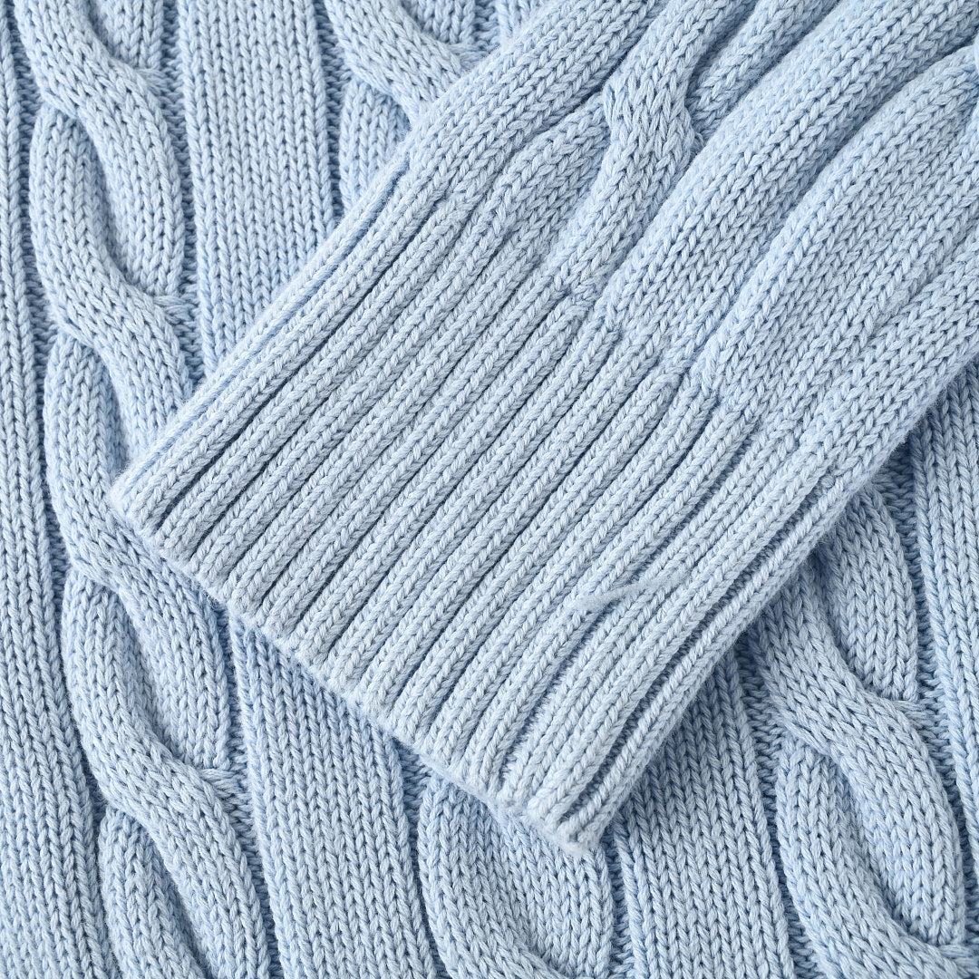 Ralph Lauren Cable-Knit Half-Zip Sweater - Light Blue - view 7