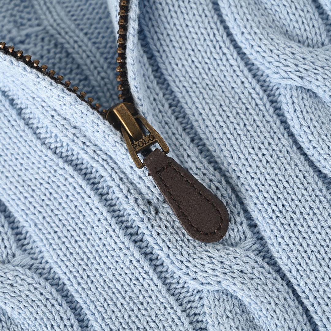 Ralph Lauren Cable-Knit Half-Zip Sweater - Light Blue - view 8