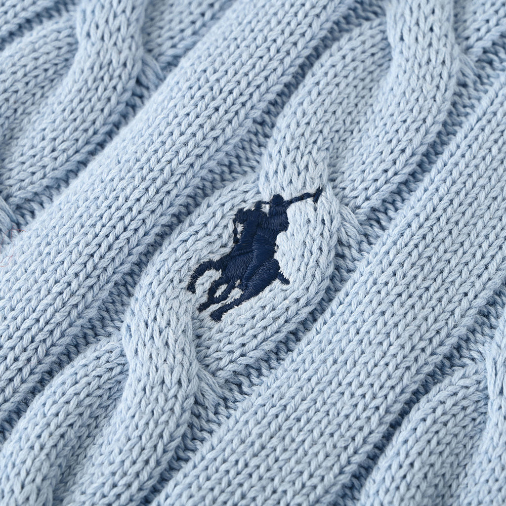 Ralph Lauren Cable-Knit Half-Zip Sweater - Light Blue - view 9