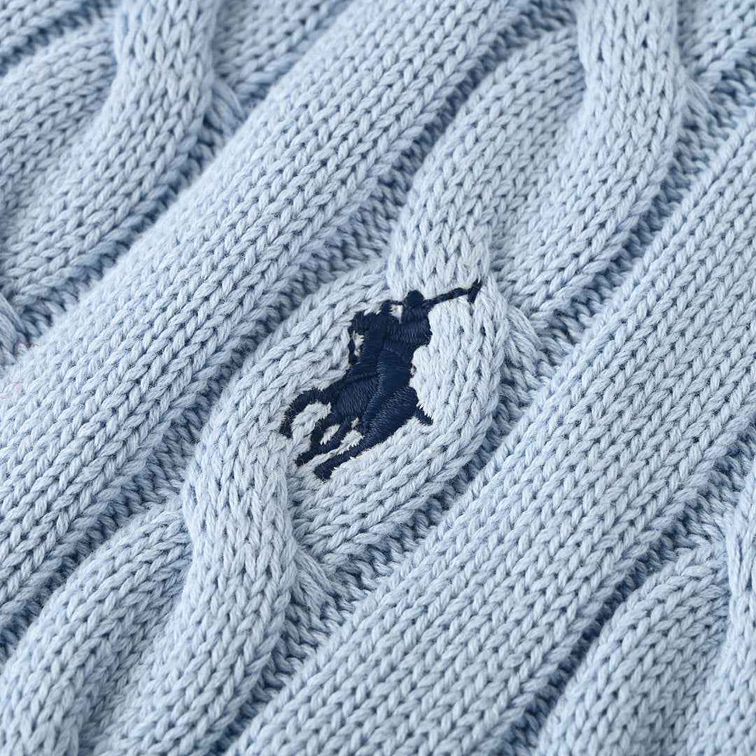 Ralph Lauren Cable-Knit Half-Zip Sweater - Light Blue - view 9