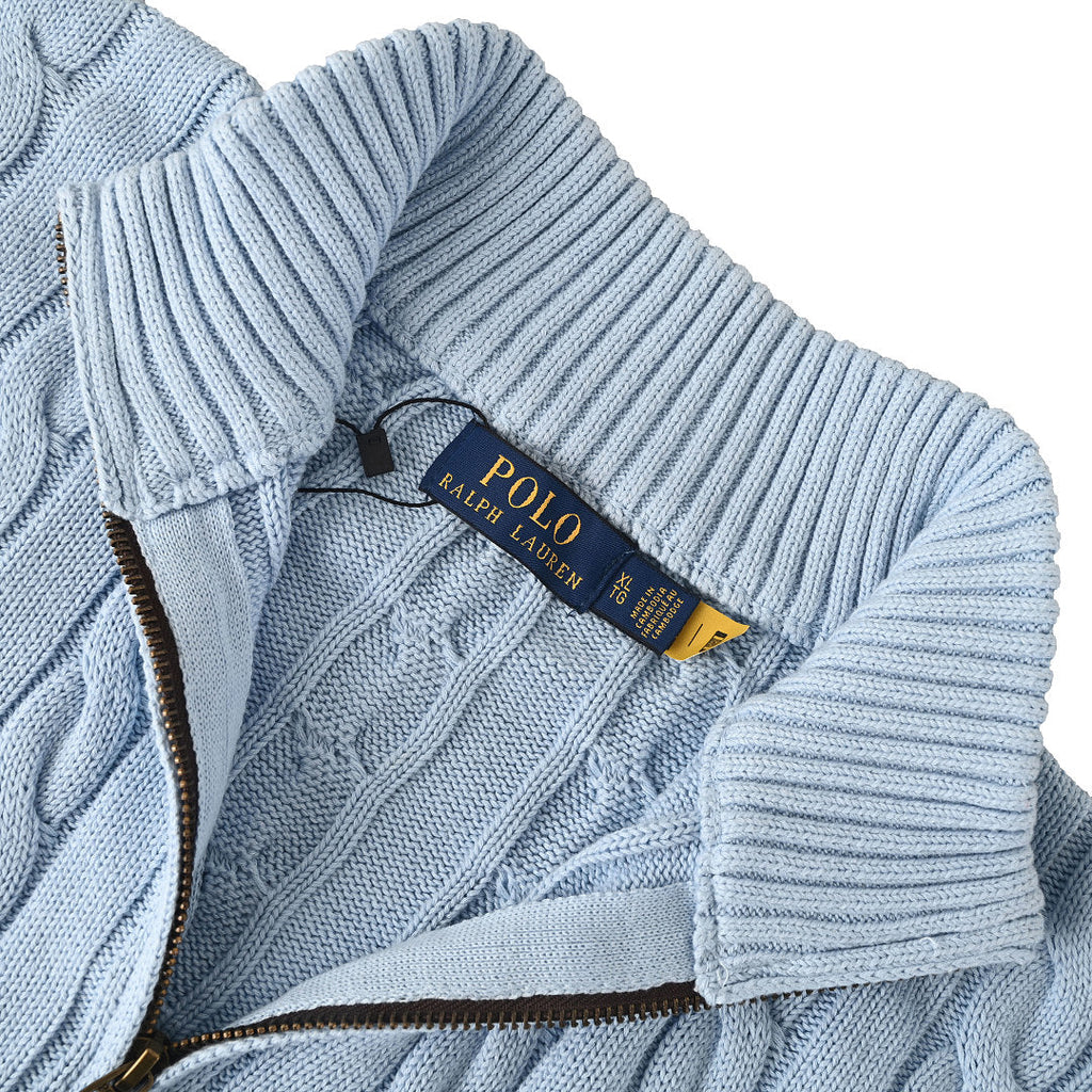 Ralph Lauren Cable-Knit Half-Zip Sweater - Light Blue - view 10